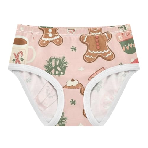 Breathable Girls' Panties Organic Underpants for Kid Gingerbread Man Christmas Seamless in Sizes 2T,3T, 4T, 5T, 6Y and 8Y