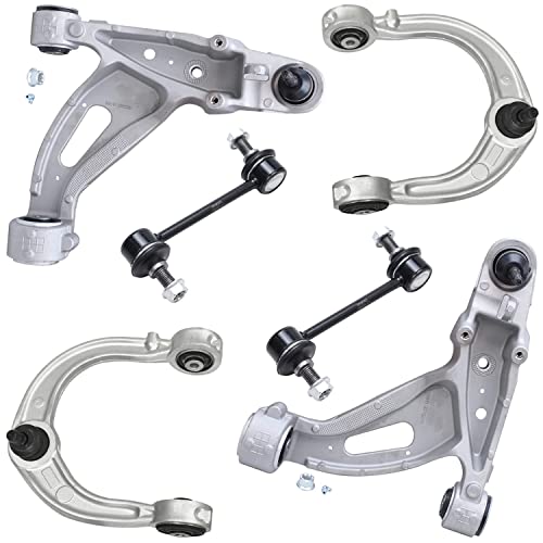 Image of Detroit Axle - RWD Front 6pc Control Arms Kit for 2003-2007 Cadillac CTS, 4 Upper & Lower Control Arms and Ball Joints 2 Sway Bar End Links 2004 2005 2006 Replacement