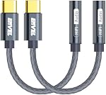 ENVEL USB C à 3.5mm Adaptateur casque Jack, 2 Pack Type C à Aux Audio Dongle Cable Cord Compatible avec iPhone 17 16 15 Pro Max Samsung Galaxy S25 S24, iPad Pro M2 M3 M4, Google Pixel 7 8