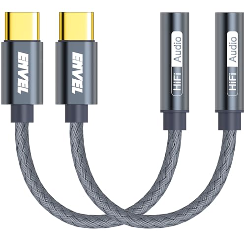 ENVEL USB C to 3.5mm Headphone Jack Adapter, 2 Pack Type C to Aux Audio Dongle Cable Cord Compatible with iPhone 17 16 15 Pro Max Samsung Galaxy S25 S24, iPad Pro M2 M3 M4, Google Pixel 7 8