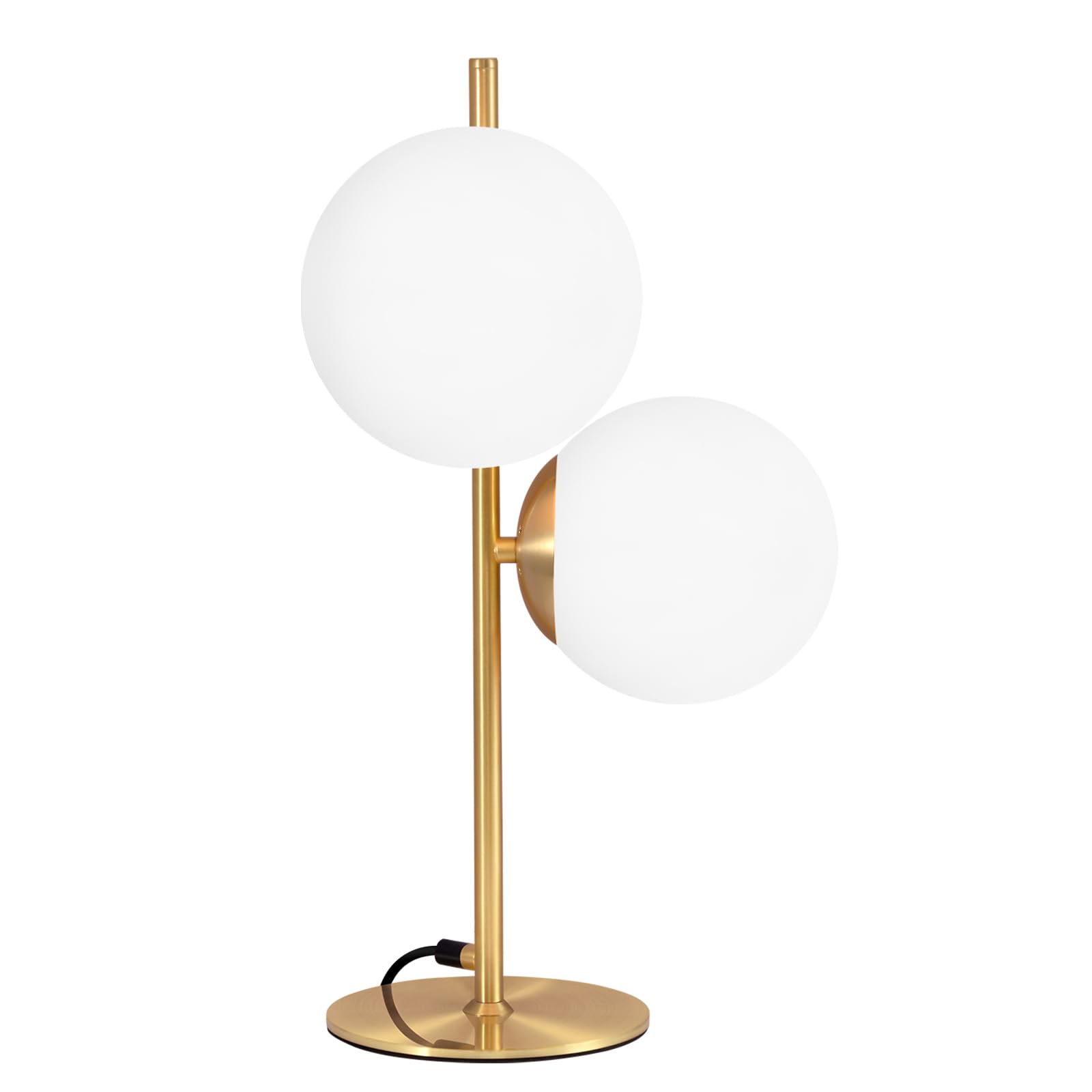 ZMH Lampada da tavolo per soggiorno, moderna, industriale, oro, 2 fiamme, con interruttore, design in metallo, vetro, lampada da comodino, in ottone, E27, per