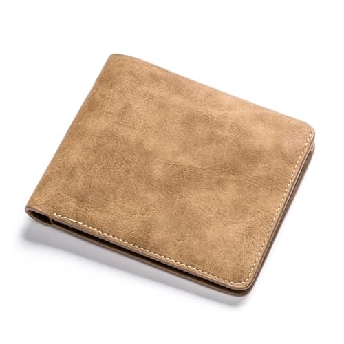 Portefeuille court vintage en cuir givré marron avec pince à billets verticale