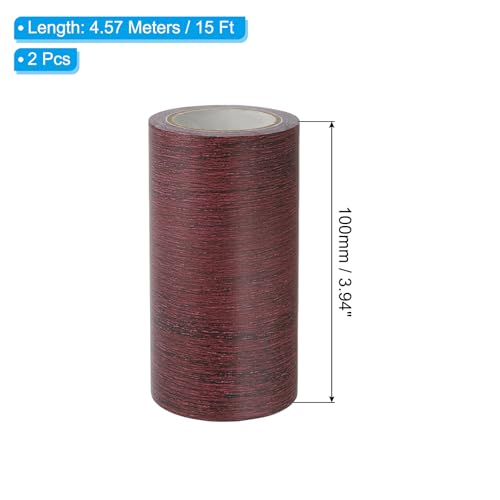 Image of PATIKIL Wood Grain Repair Tape 4 inch x15ft,2 Pcs Self Adhesive Realistic Textured Repair Tape Patch for Floor Door Table Cabinets Desk,Dark Chestnut Mahogany