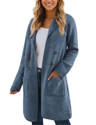 VIMPUNEC Fall Long Cardigan Sweaters for Women Trendy Open Front Coats Knit Winter Jackets Coatigan