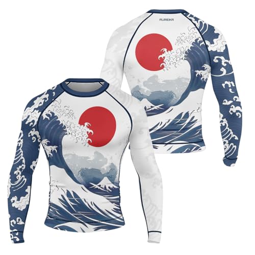 Samurai BJJ Rash Guard for Men Long Sleeve MMA No Gi Grappling Jiu Jitsu Baselayer Skin Performance Shirt