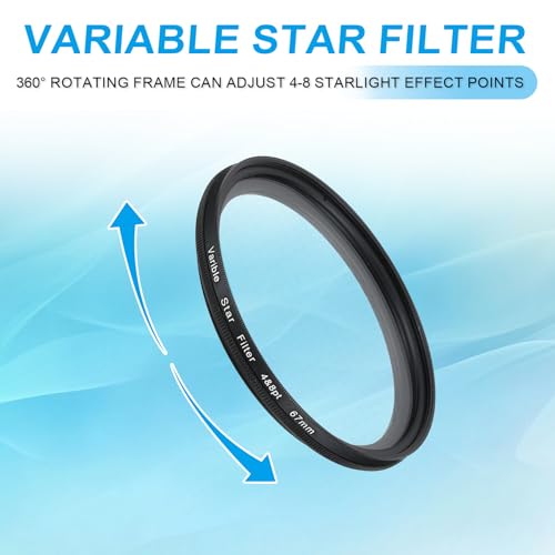 Filtro de estrella variable 67mm con efecto starburst de 4 a 8 puntos 5