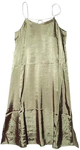Amazon Co Jp キャミワンピ サテン キャミワンピース ロング 秋 冬 スリット キャミソール Mサイズ カーキ 64 服 ファッション小物
