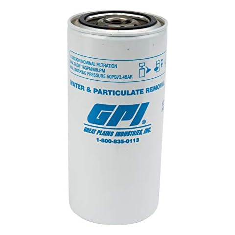 GPI PW-18-10-1 Water and Particulate Fuel Filter for use with Fuel Transfer Pumps up to 18 GPM (67 LPM), 10 Micron, 1-12 UNF Thread (GPI Genuine Accessory 129300-02) Cover