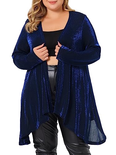Image of Agnes Orinda Plus Size Women Cardigan Open Front Long Sleeve Irregular Hem Lightweight Long Cardigans