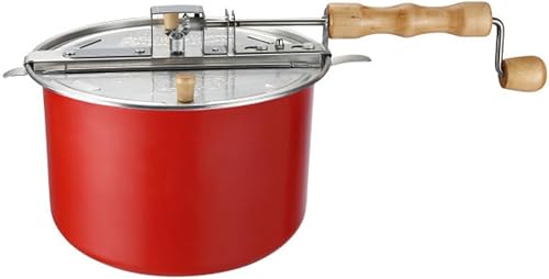 Miniatura 6 de Great Northern Popcorn - Máquina para hacer palomitas de maíz de 6.5 cuartos con mango de manivela de madera y agitador interno de granos (rojo)