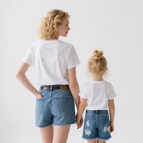 Mommy and Me 4th of July T-Shirt Mama Mini Party in The USA Shirt American Flag Bow Tees3