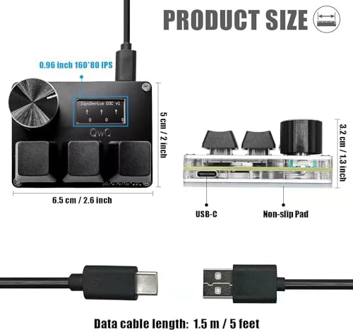 BTXETUEL SayoDevice O3C OSU Keyboard Rapid Trigger Hall Switches Magnetic Linear Switches Keyboard with Knob and Screen,Copy Paste,Shotcut,Macro Hotswap Mini Keypad.… — view 2
