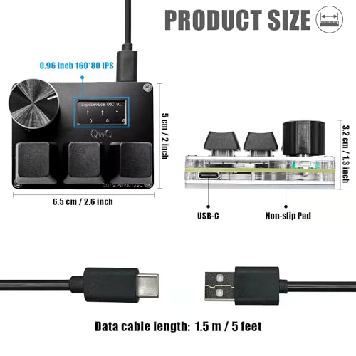 BTXETUEL with SayoDevice O3C OSU Keyboard with Quick Trigger, Hall Switch, Magnetic Linear Switch, Button and Screen, Copy Paste, Shotcut, Macro Hotswap Mini