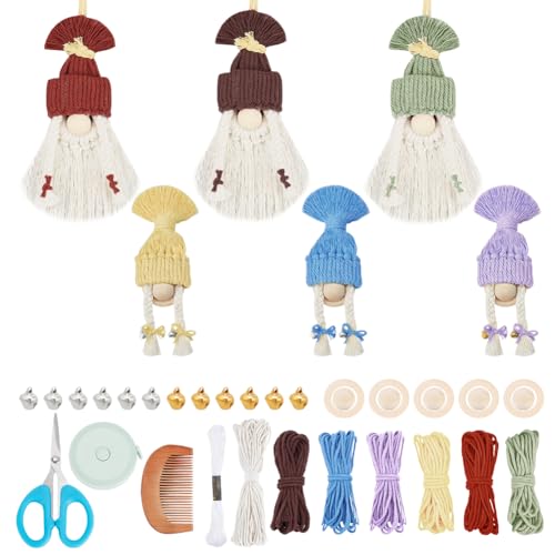 FREEBLOSS DIY Makramee Weihnachts-Kranz Set - 12 Stück Mit Baumwollkordel & Zubehör Für Anfänger