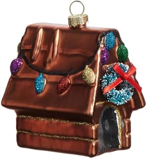 RAZ Imports Festive Doghouse Ornament, 3.25-Inch, Glass, Multicolor