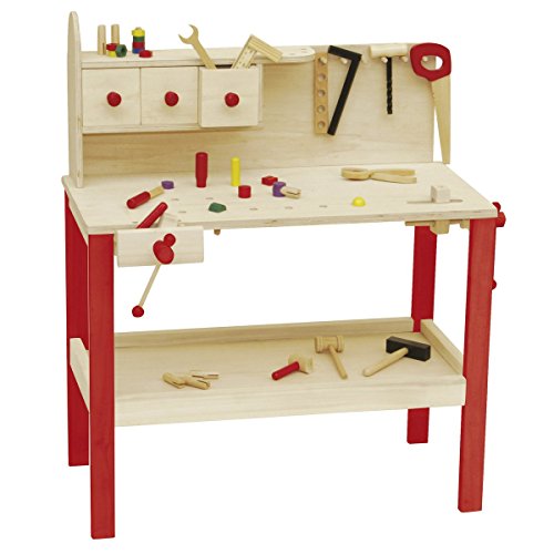 roba Banco da Lavoro per Bambini - Set di Utensili Incluso – con Ripiano, 3 Cassetti e Scaffali – Dadi, Viti,...
