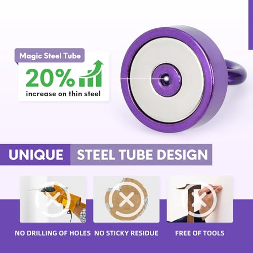 Image of Neosmuk Magnetic Hooks Steel Tube Design for Cruise,40lb+ Purple,10 Pack