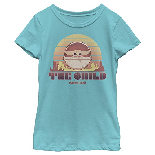 The Mandalorian Girl's Star Wars The Child Cartoon Retro Sunset T-Shirt