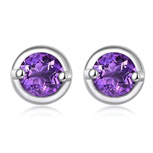 Améthyste boucles d'oreilles en argent massif et pierres violettes naturelles éclatantes