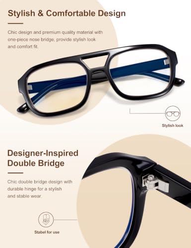 Image of Madison Avenue Retro Aviator Blue Light Glasses for Women Men