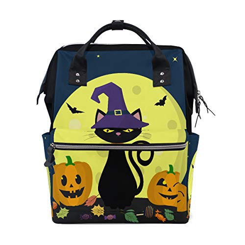 Schwarze Katze Hexen Für Halloween Große Kapazität Wickeltaschen Mama Rucksack Multi Funktionen Windel Pflegetasche Tote Handtasche Für Kinder