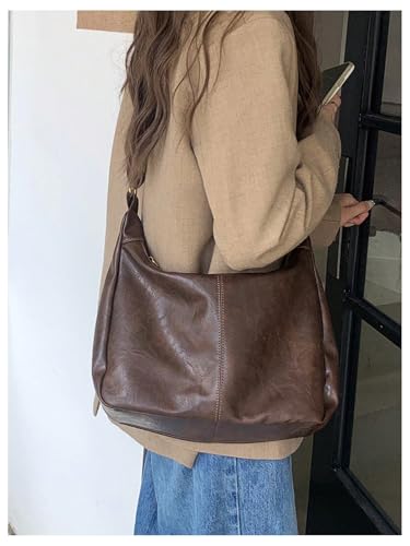 Image of Floerns Women's Soft PU Leather Crossbody Bag Vintage Slouchy Hobo Bag with Zipper