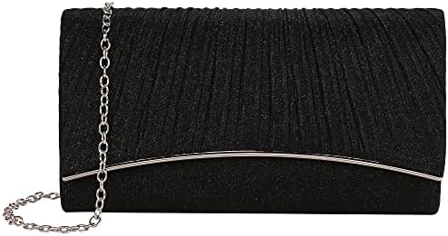 ZHANNI Clutch Purses for Women Fashion Shining Evening Bag Handbag Party Wedding Clutch (Black)