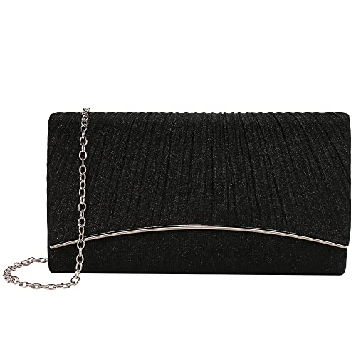 Zhanni Clutch Purses For Women Fashion Shining Evening Bag Handbag Party Wedding Clutch (Black) #TOP2