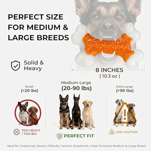 Kseroo 10-Pack Indestructible Dog Toys for Aggressive Chewers: Peanut Butter Flavored Hard Nylon Bone Chew Toys, Tough Dog Chew Toys, Dog Toys to Keep Them Busy for Medium Large Dogs, Orange by Kseroo - Image 3