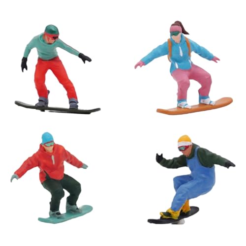 Wmqbjta 4Pcs 1/64 Scale Ski Figure for Micro Landscape Photo Props Model Trains