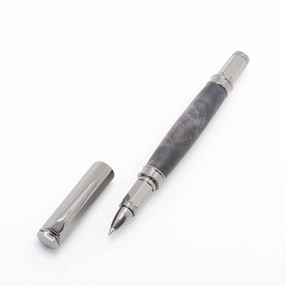 【あせ】完成しました。木軸　手作り　木のボールペン 木軸ボールペン】黒檀（こくたん）/ 縞黒檀 /エボニー/ノック式