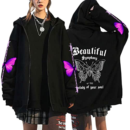 Sweat à capuche zippé Y2K style veste shacket coat pour femme taille M