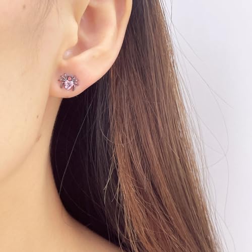Punk CZ Spider Cartilage Tiny Stud Earrings Stainless Steel Pink Black Golden Plated Animal Crystal Love Heart Screw Flat Back Tragus Helix Studs Earring Cute Gothic Halloween Party Jewelry Gifts 18G3