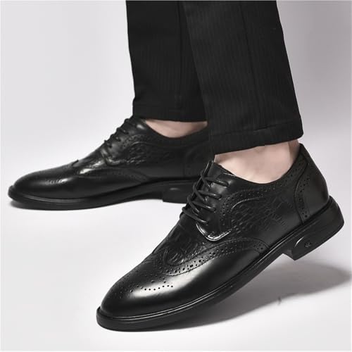 Mens Round Toe Oxford Shoes Lace Up Leather Dress Business Formal Footwear Breathable Shoes3