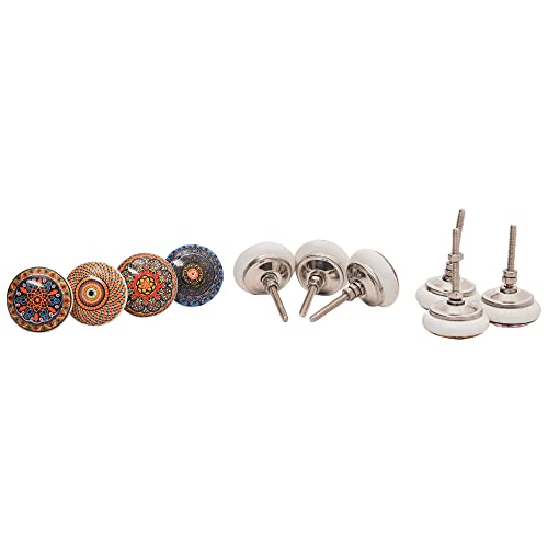 Image of Vintage Ceramic Knobs for Kids and Kitchen Cupboards, Drawers, Wardrobes, PC Cabinets, Almirahs, Dressers, Decorative Pull Handles for Dressing Table and Home Decor - Set of 10, Joy