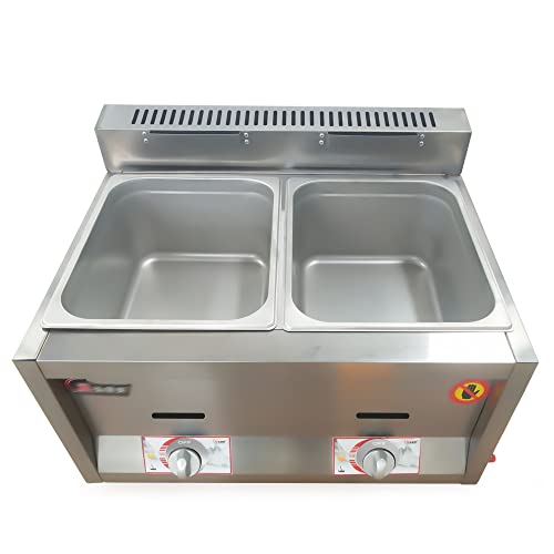 2-Basket Commercial Gas Fryer Professional Deep Fryer Countertop Stainless Steel Fryer Natural Gas/Propane Fryer Food Warmer Steamer Heater Gas Fryer 12L #TOP1