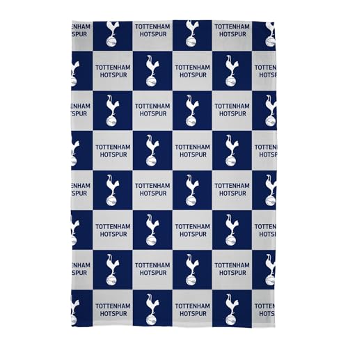 Character World Tottenham Hotspur FC Fleece Blanket – Emblem Check Design Bed Throw - Super Soft Flannel Blanket - 100 × 150cm - Perfect For Football Fans