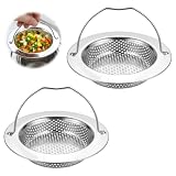 NOPVUFA 2 Pezzi Filtro Lavandino Cucina in Acciaio Inox con Manico, Filtro Lavello Cucina Anti-Intasamento, Diametro Esterno 11cm, Interno 8cm, Altezza 2cm, Tappo Lavandino Cucina Universale