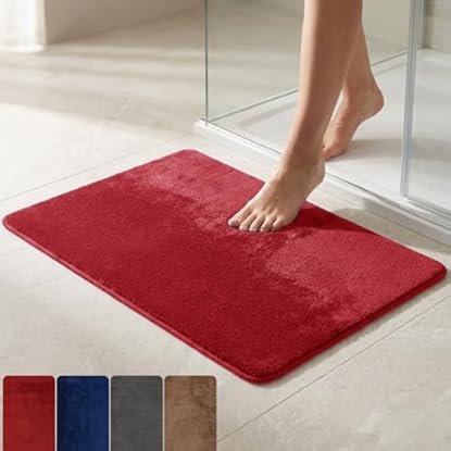Foto di parpyon® Tappeto Bagno Antiscivolo Linosa I asciugapasso Ingresso Tappeto Magico in Microfibra I Lavabile in Lavatrice Tappetino Bagno Doccia I tappeti Moderni (40X60, Rosso)