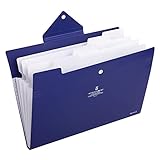 Skydue PP Expanding File Folder Accordion Documents Letters Organizer, 5 Pockets, A4 Size (Navy Blue)