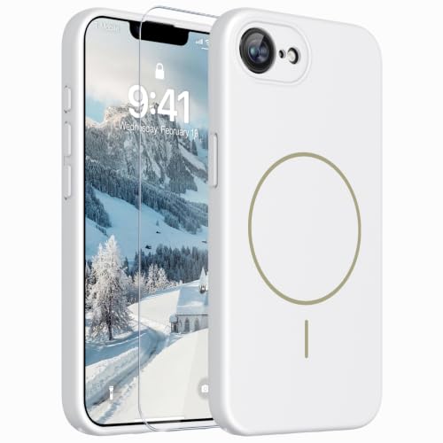 Image of Magnetic for iPhone 17e Case /iPhone 16e Case,Shockproof Matte Case,White | with Screen Protector,Compatible with MagSafe,Military Grade Drop Protection,Full Camera Protection,Non-Slip Design Cover