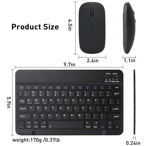 Image of Rechargeable Bluetooth Keyboard & Mouse Combo, 3 DPI Upto 1200 DPI, 78 Keys Anti Slip Back, Ultra Thin Design for Tablet, Laptop, Mobile, 10m Working Distance, Scissor Footed (Black)