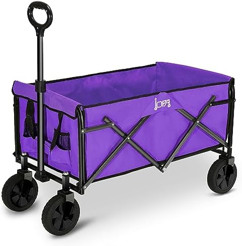 Utility Foldable Wagon Heavy Duty Pull & Push Cart Collapsible Wagon Garden Cart with Wheels All Terrain Beach Cart for Outdoor Shopping, Camping, Fishing, Grocery,Purple