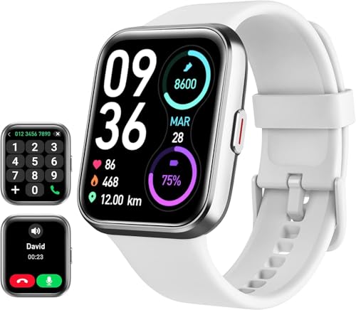Image of Smart Watch for Women Android & iPhone, Alexa Built-in, 1.8 inch Touch Screen Fitness Tracker with Answer /Make Calls, IP68 Waterproof Heart Rate /Sleep /SpO2 Monitor, Pedometer, 100+ Sport Modes, White