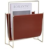 UNICRAFTALE Moderner Brauner Zeitschriftenständer Aus 30x13.5x35.5cm Dickem PVC Kunstleder Mit Metallbeschichtetem Eisenrahmen Ideal Für Zuhause Büro Und Badezimmer.
