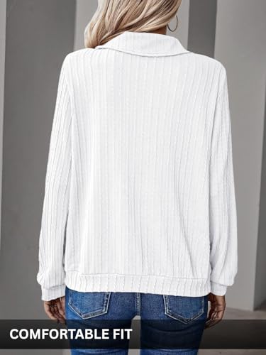 Image of Leriya Fashion Women's Casual Long Sleeve T-Shirt - Half Zip Textured Summer Tee, Lightweight Breathable Basic Top for Daily, Work & Travel,Street Style