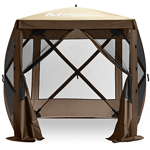 Image of MASTERCANOPY 6x6 Portable Screen House Room Pop up Gazebo Outdoor Camping Tent with Carry Bag (6x6,Beige&Coffee)