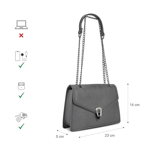Image of Fastrack Casual Sling Bag with Lock Closure for Girls, Medium Size with Internal Organiser, Handheld Design and Metal Chain Sling