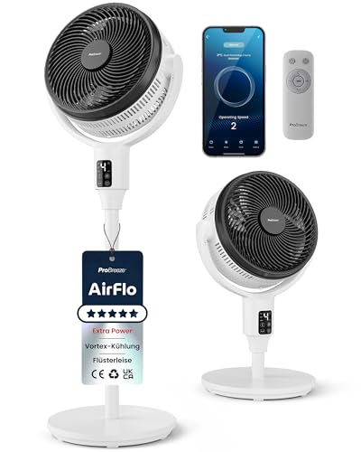 Pro Breeze AirFlo Plus Smart Standventilator 111 cm – 75% stärkerer Luftstrom, leise 29 dB...