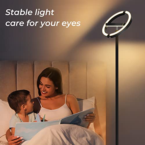 Fimei Floor Lamp For Living Room, Led Floor Lamp, Modern Rotatable Ring Shaped Design For Home, Stepless Dimming And 3000K-6000K 3 Color Temperature, Touch And Remote Control #TOP4
